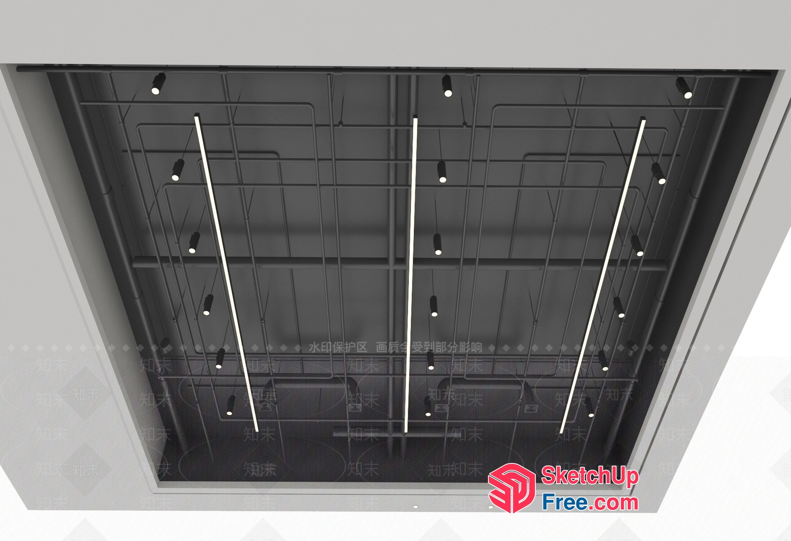 Modern Industrial Style Ceiling Light Fixtures 3D SketchUp File