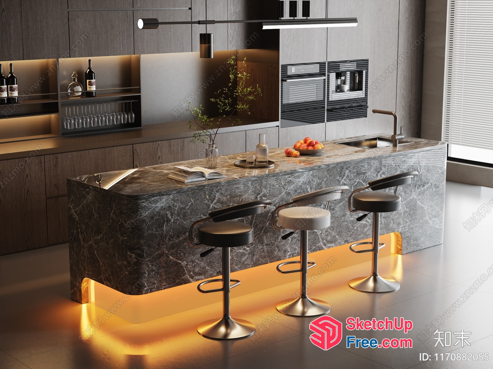 Modern Minimalist Bar Interior 3D SketchUp File
