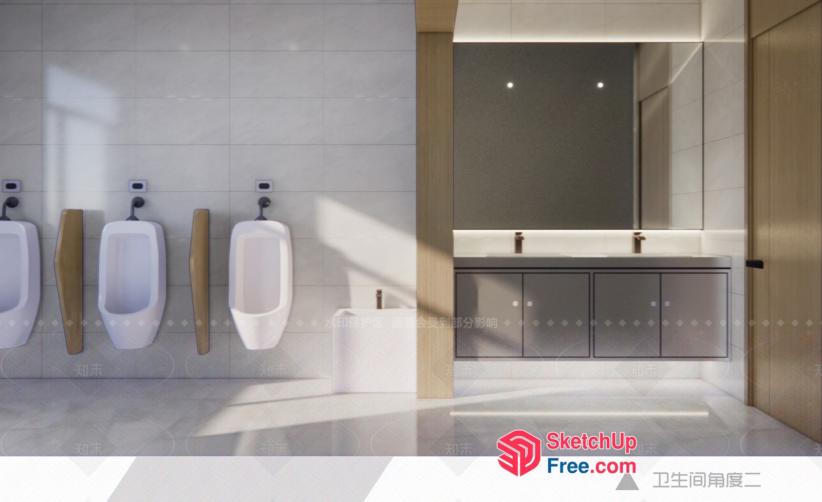 Modern Bathroom Interior With Urinals And Vanity Sink 3D SketchUp File