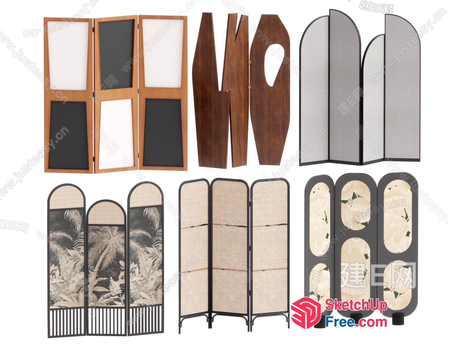 Wooden And Rattan Partition Screens 3D SketchUp File