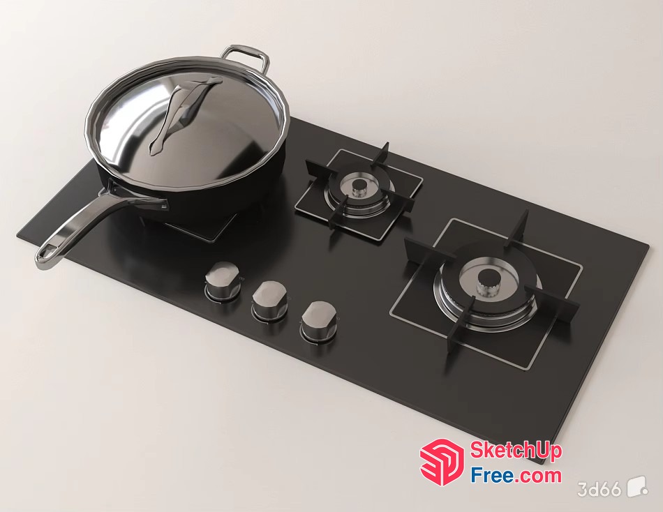 Modern Kitchen Island With Gas Burner 3D SketchUp File