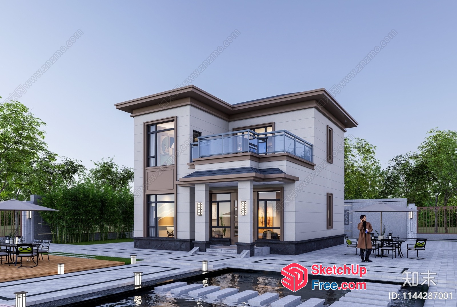 Modern Villa With Balcony And Staircase 3D SketchUp File