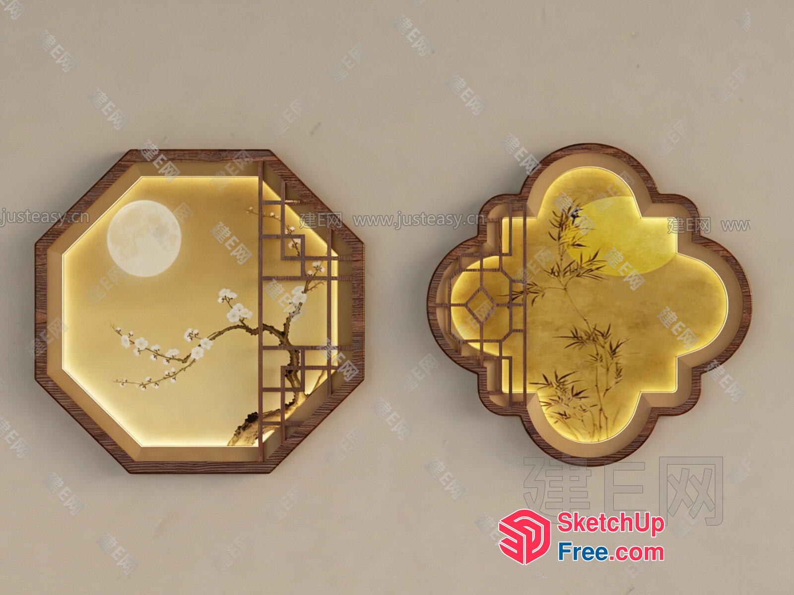 Oriental-Inspired Decorative Wall Panels 3D SketchUp File