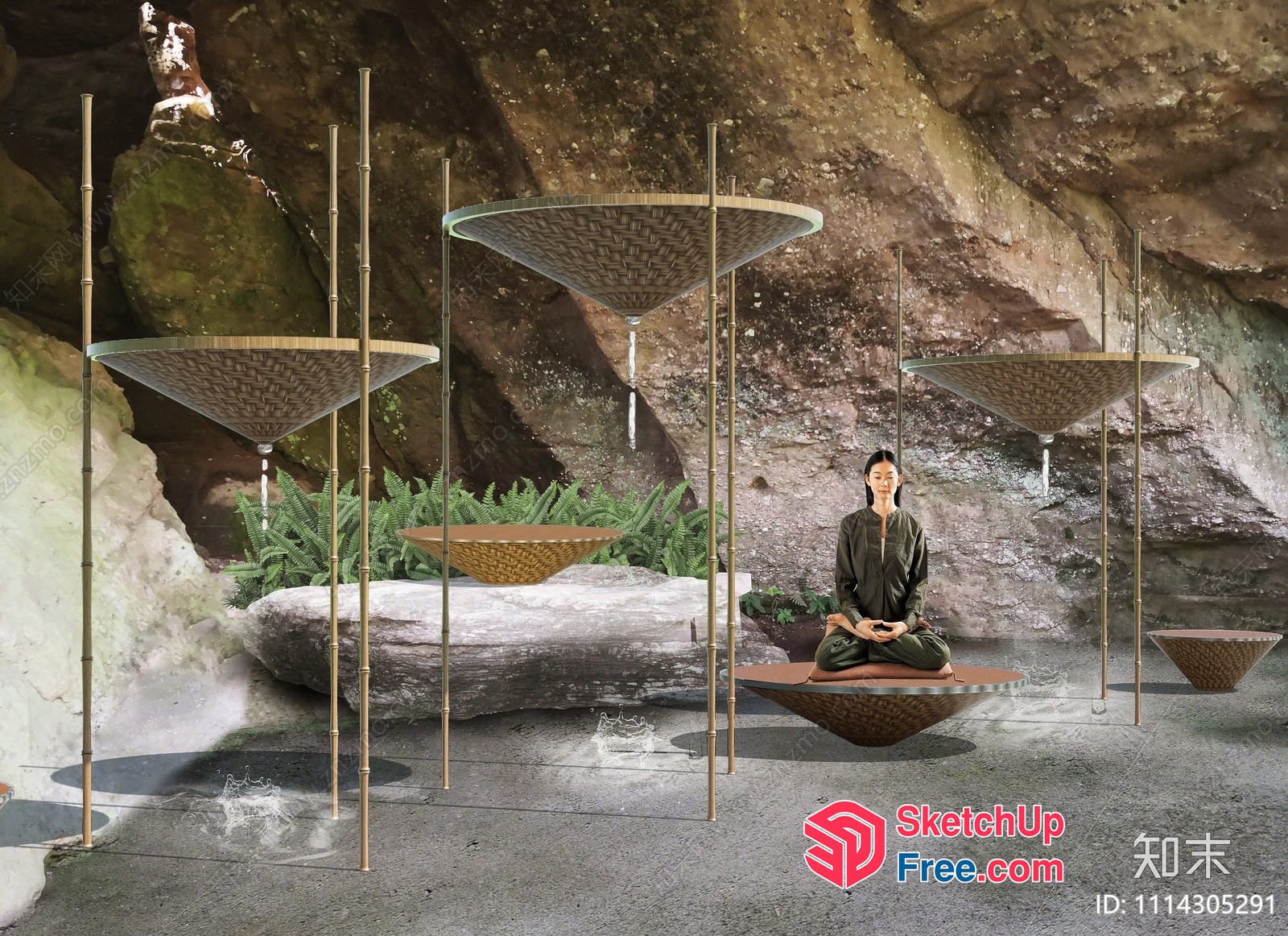 Serene Seclusion In Stone And Water 3D SketchUp File