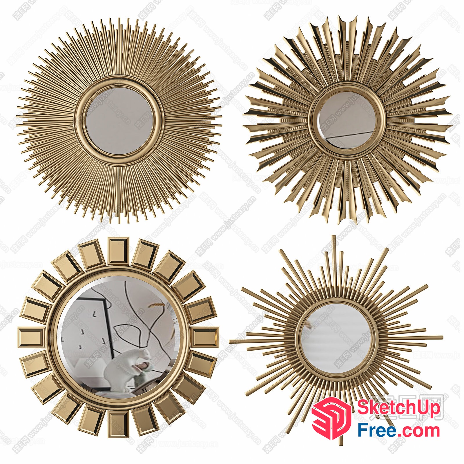 Exquisite Sunburst Mirrors 3D SketchUp File