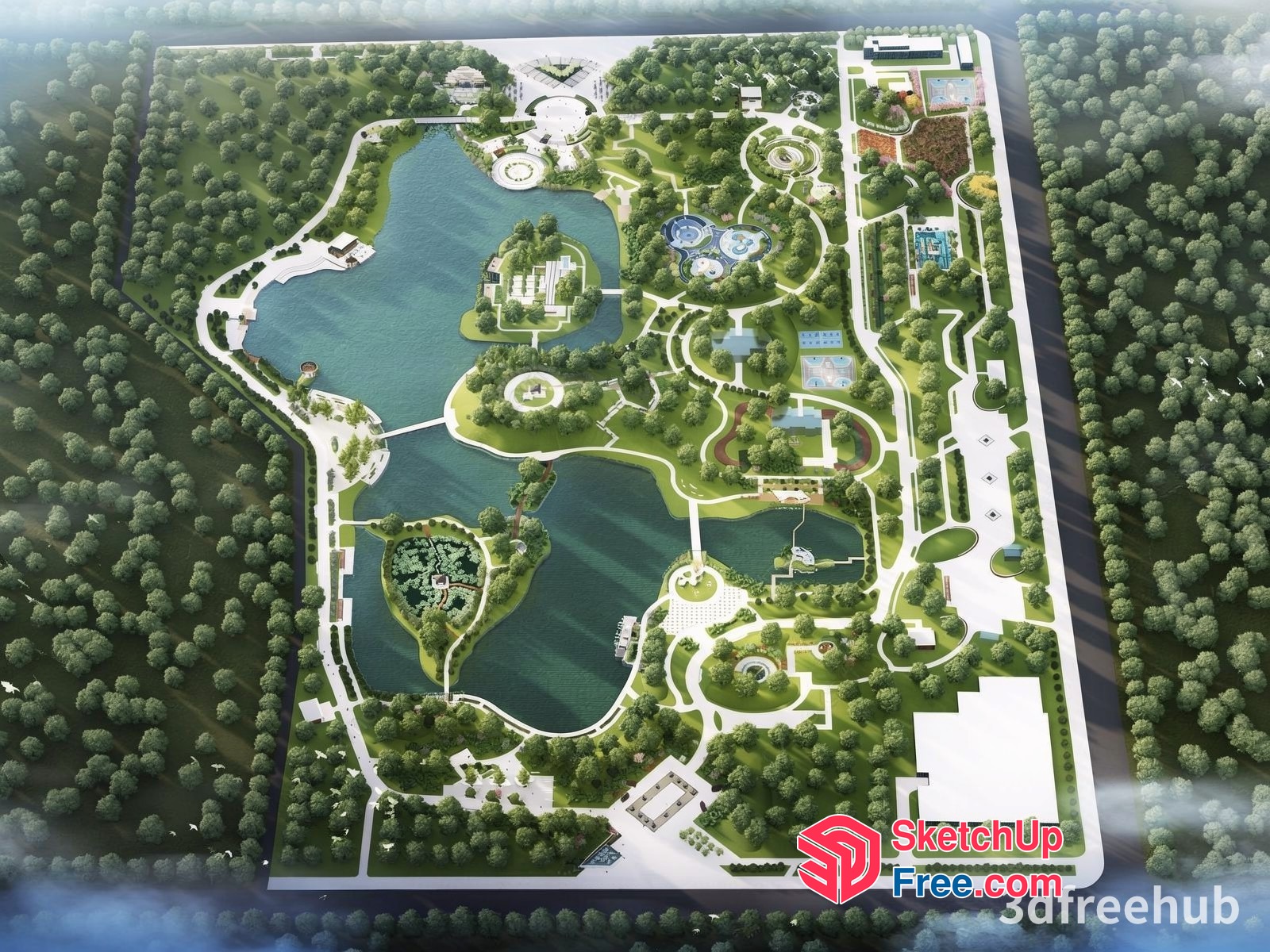 Serene Park Landscape 3D SketchUp File