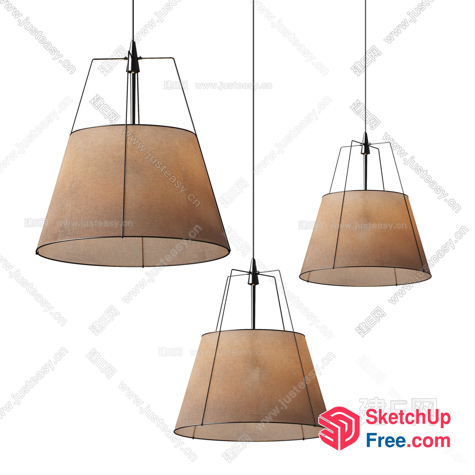 Hanging Pendant Lamps With Brown Shades 3D SketchUp File