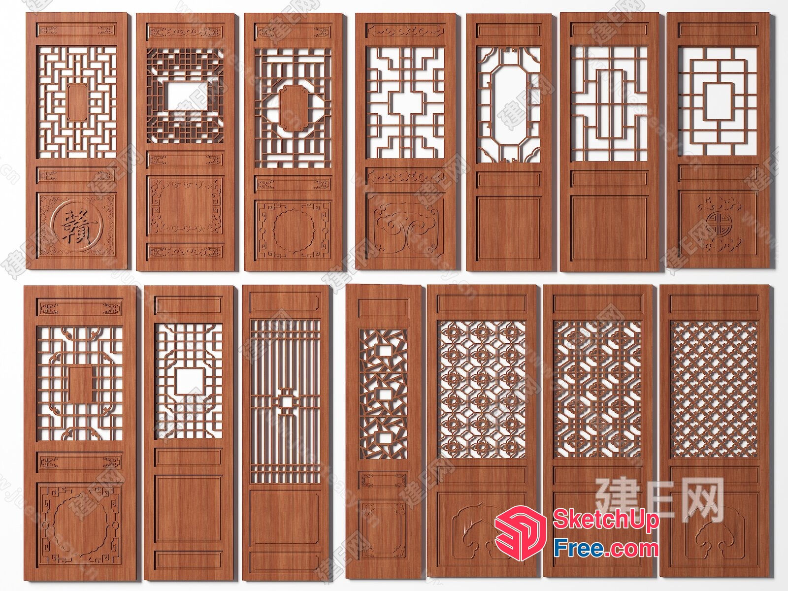 Traditional Asian Decorative Doors 3D SketchUp File