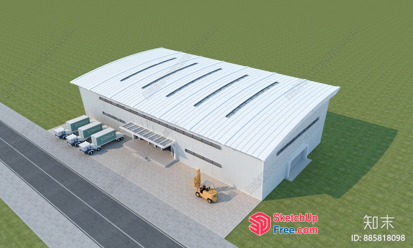 Commercial Warehouse Exterior 3D SketchUp File