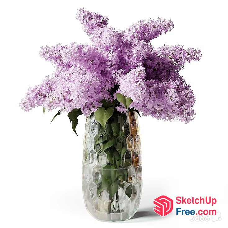 Elegant Glass Vase With Beautiful Purple Flowers 3D SketchUp File
