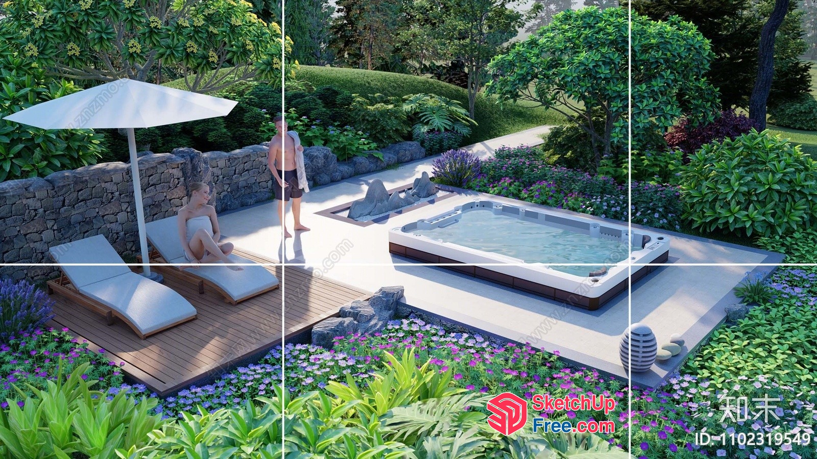 Serene Outdoor Oasis With Spa And Pool 3D SketchUp File