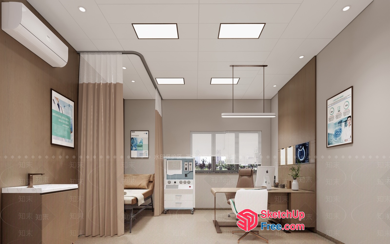 Modern Office Interior With Neutral Tones And Natural Lighting 3D SketchUp File