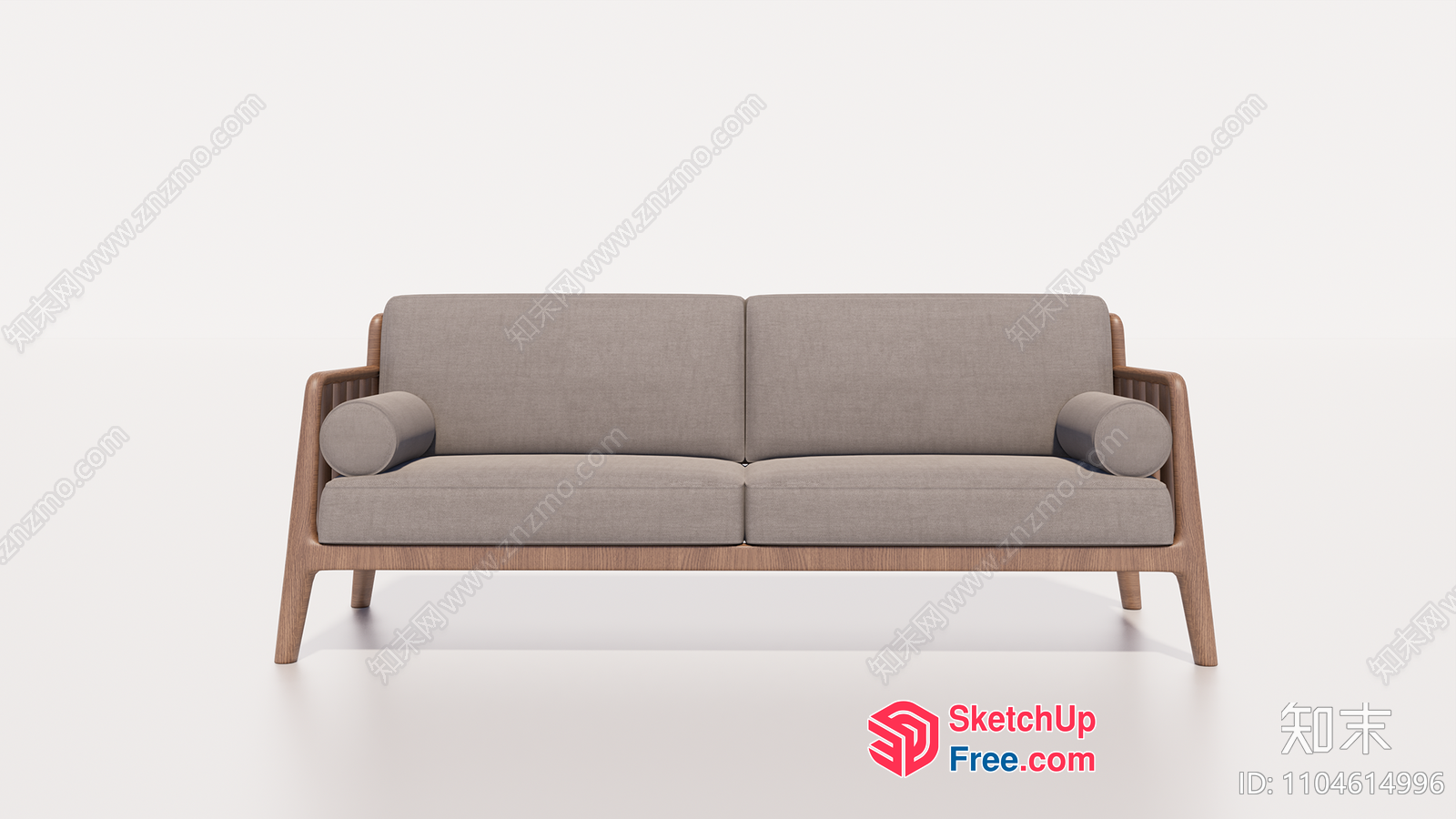 Modern Minimalist Sofa With Light Grey Cushions 3D SketchUp File