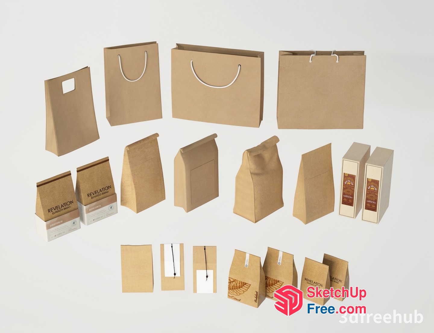 Brown Paper Bag Collection 3D SketchUp File