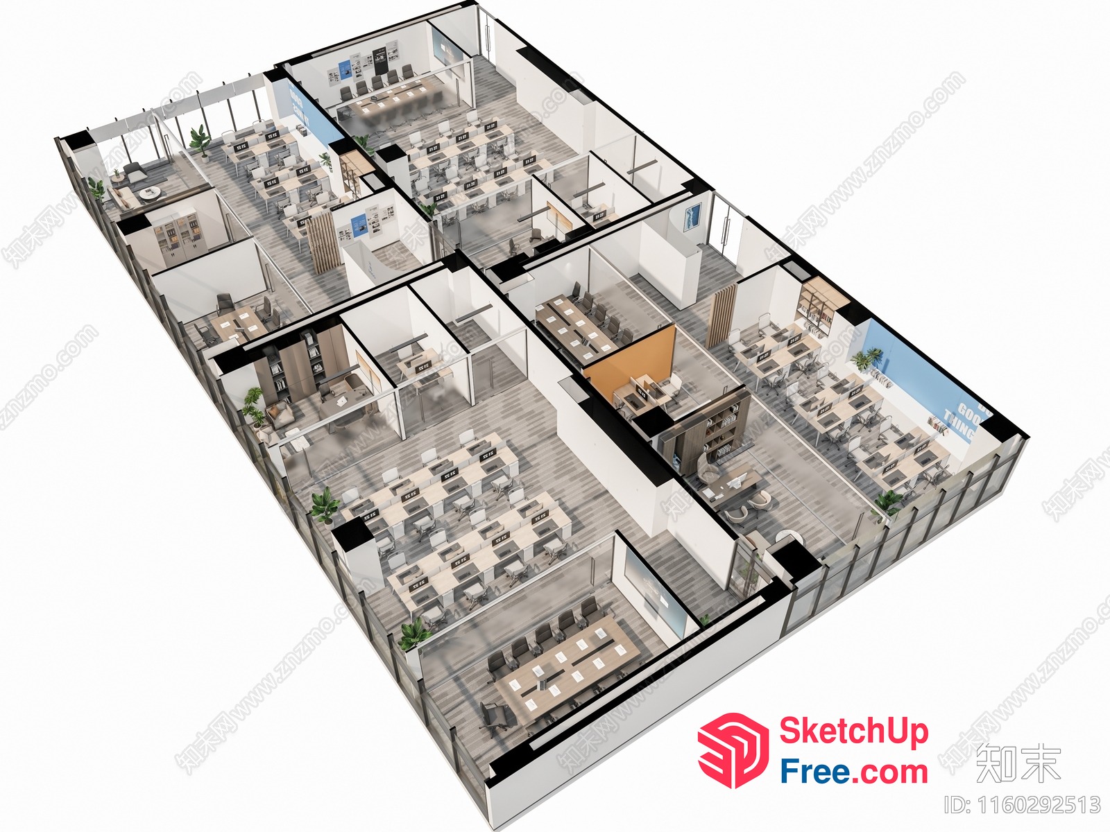 Modern Office Building Layout 3D SketchUp File