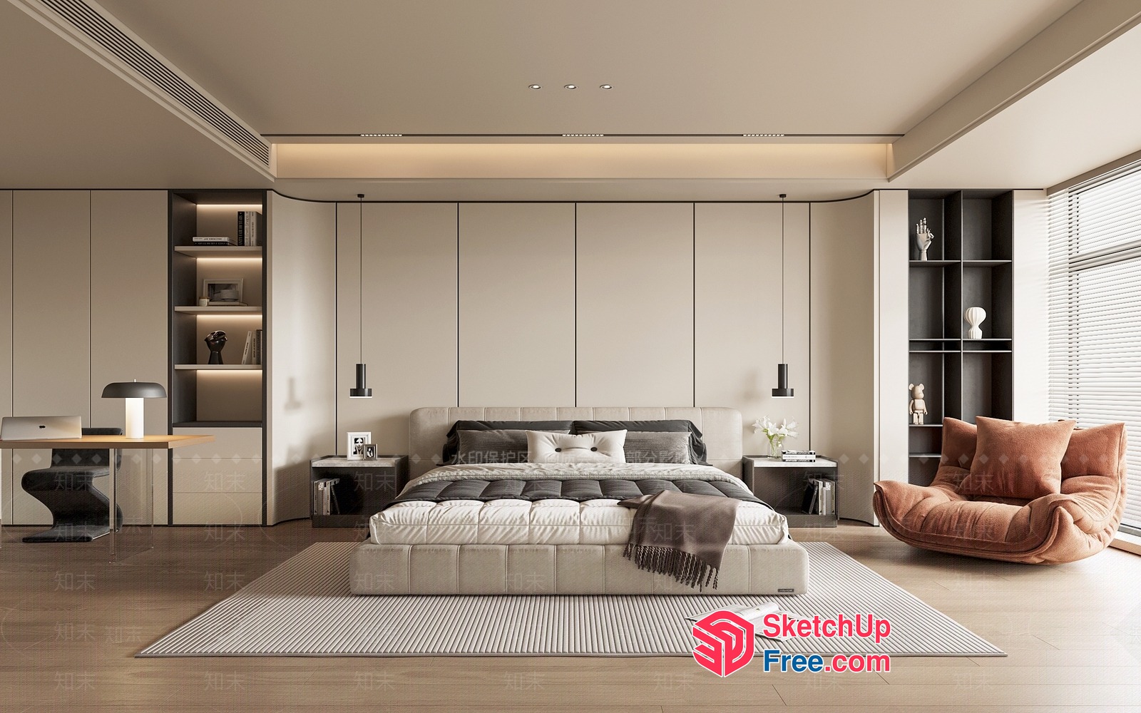 Modern Minimalist Bedroom Interior Design 3D SketchUp File