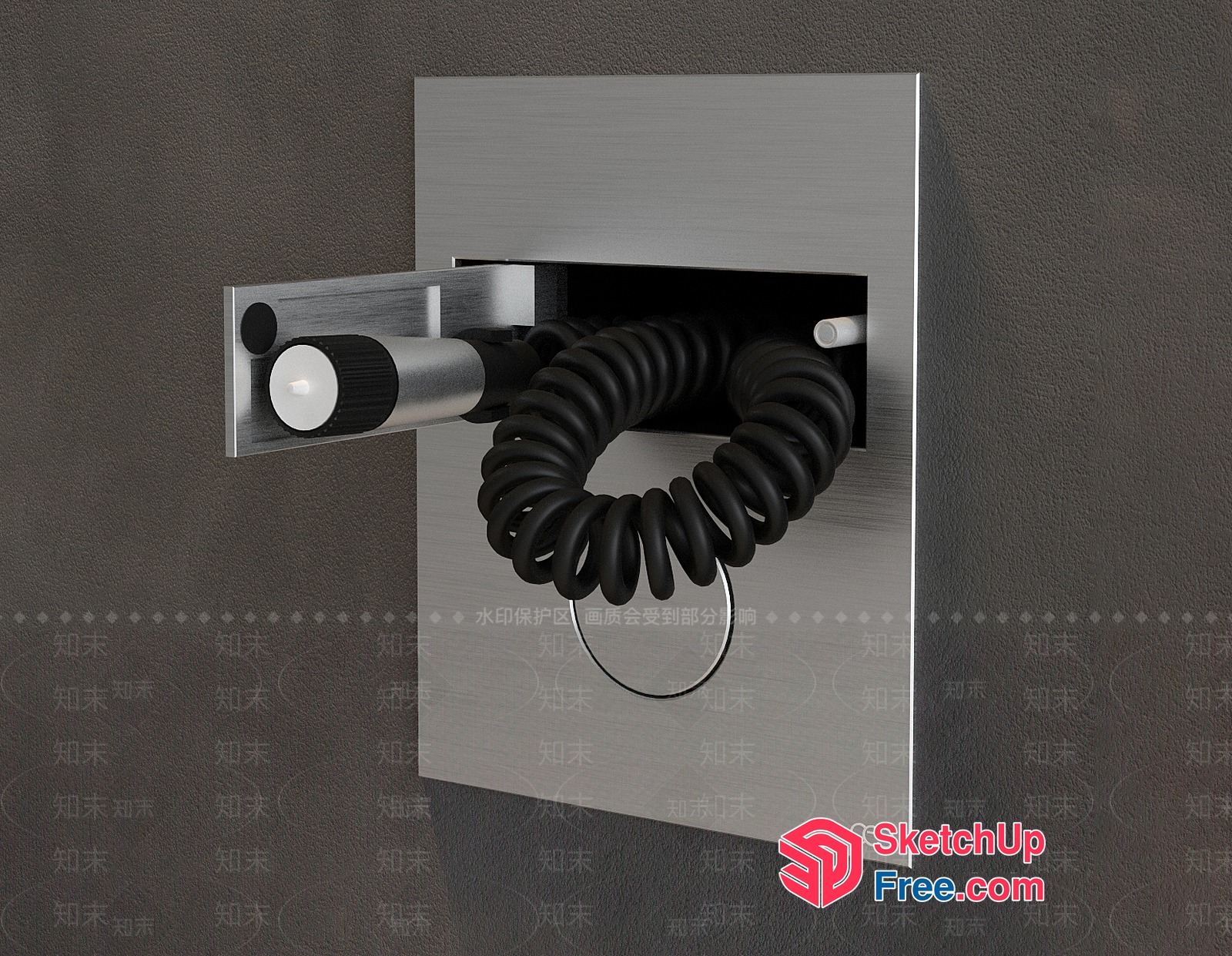 Modern Silver Metal Wall-Mounted Telephone 3D SketchUp File