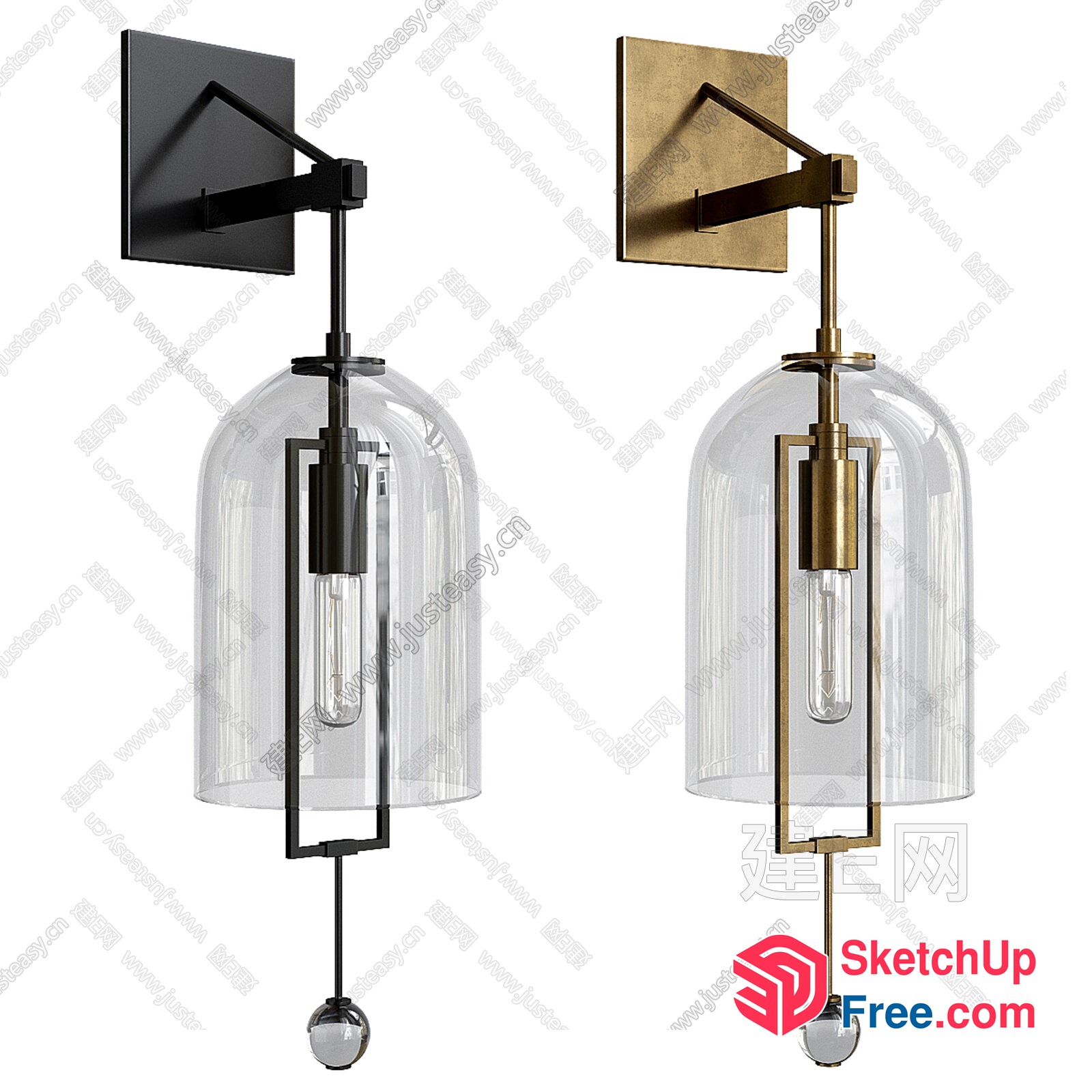 Modern Glass And Metal Wall Sconces 3D SketchUp File