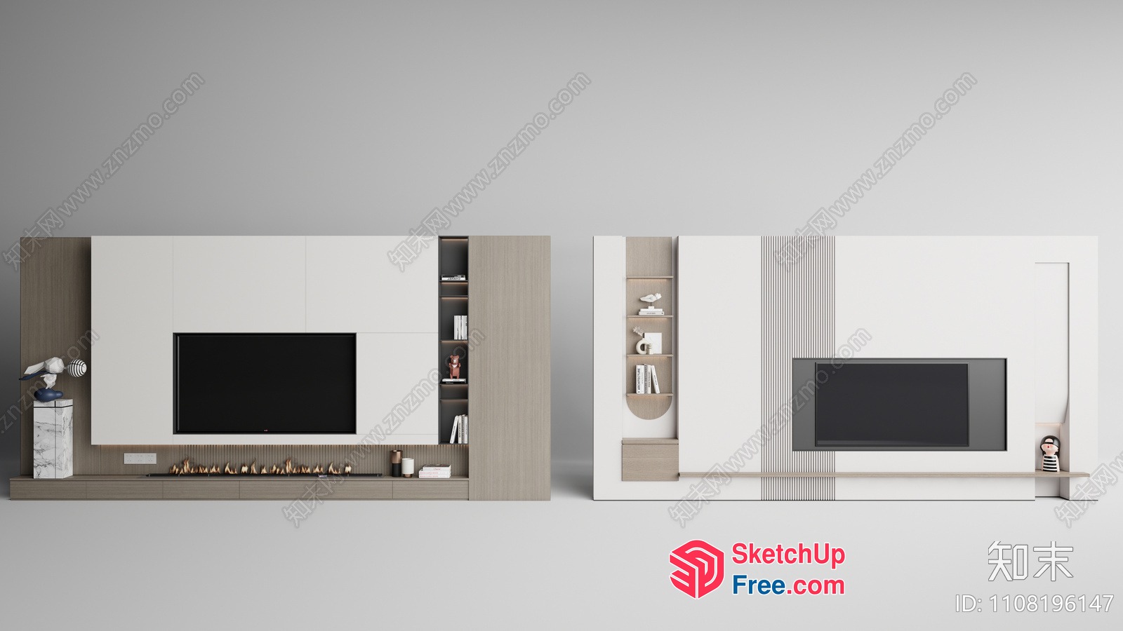 Modern Minimalist Living Room Tv Wall Decor 3D SketchUp File