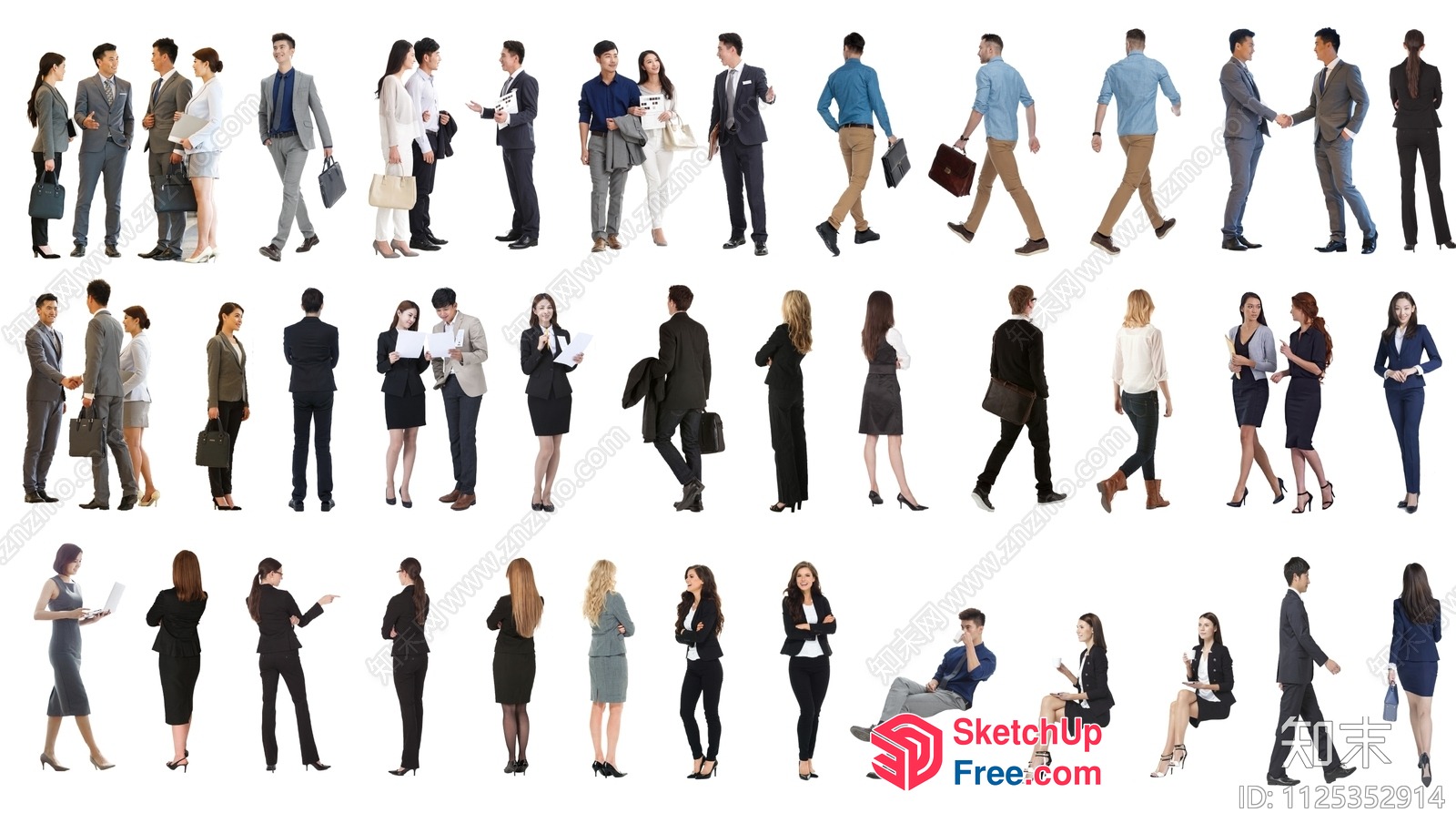 Business People Standing And Walking 3D SketchUp File