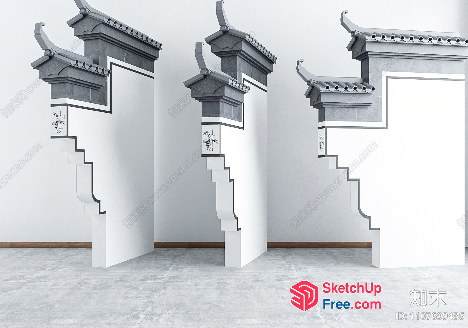 Intricate Pillar And Stairway Design 3D SketchUp File