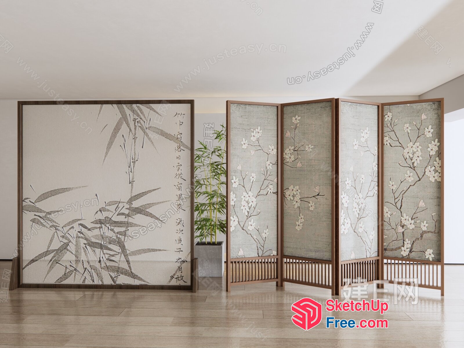 Elegant Partition Screen With Asian-Inspired Design 3D SketchUp File