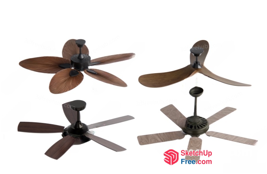 Four Ceiling Fans With Distinctive Designs 3D SketchUp File
