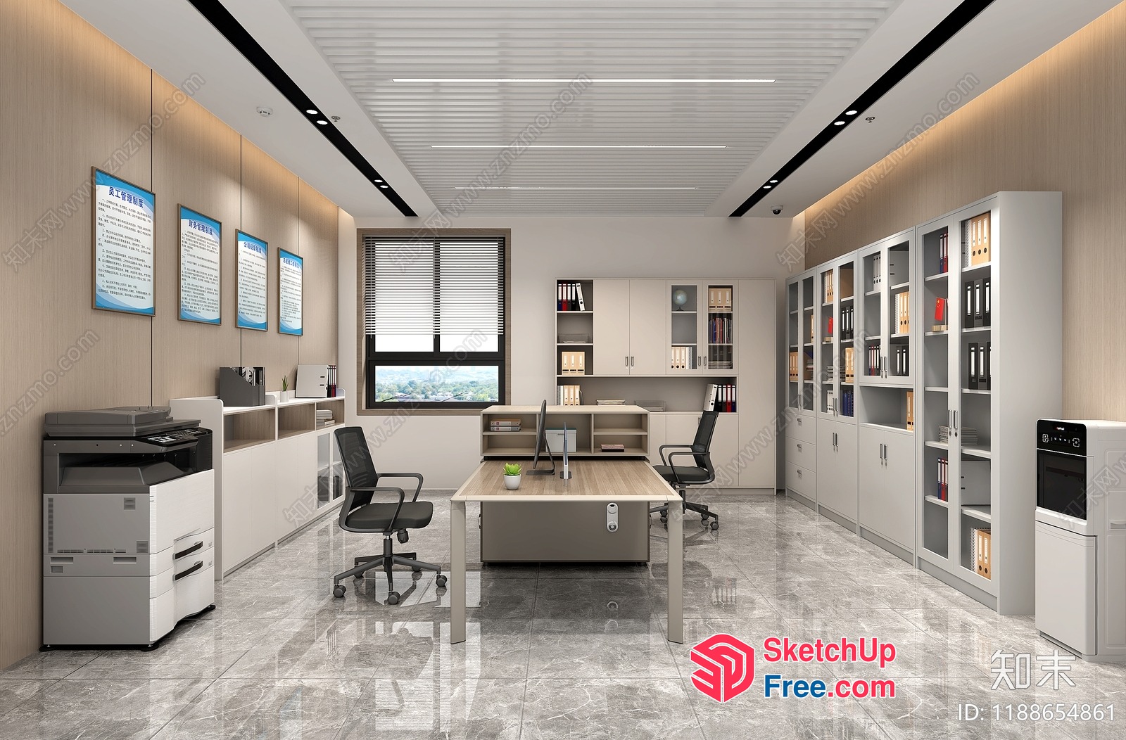 Modern Office Space With Neutral Color Scheme 3D SketchUp File