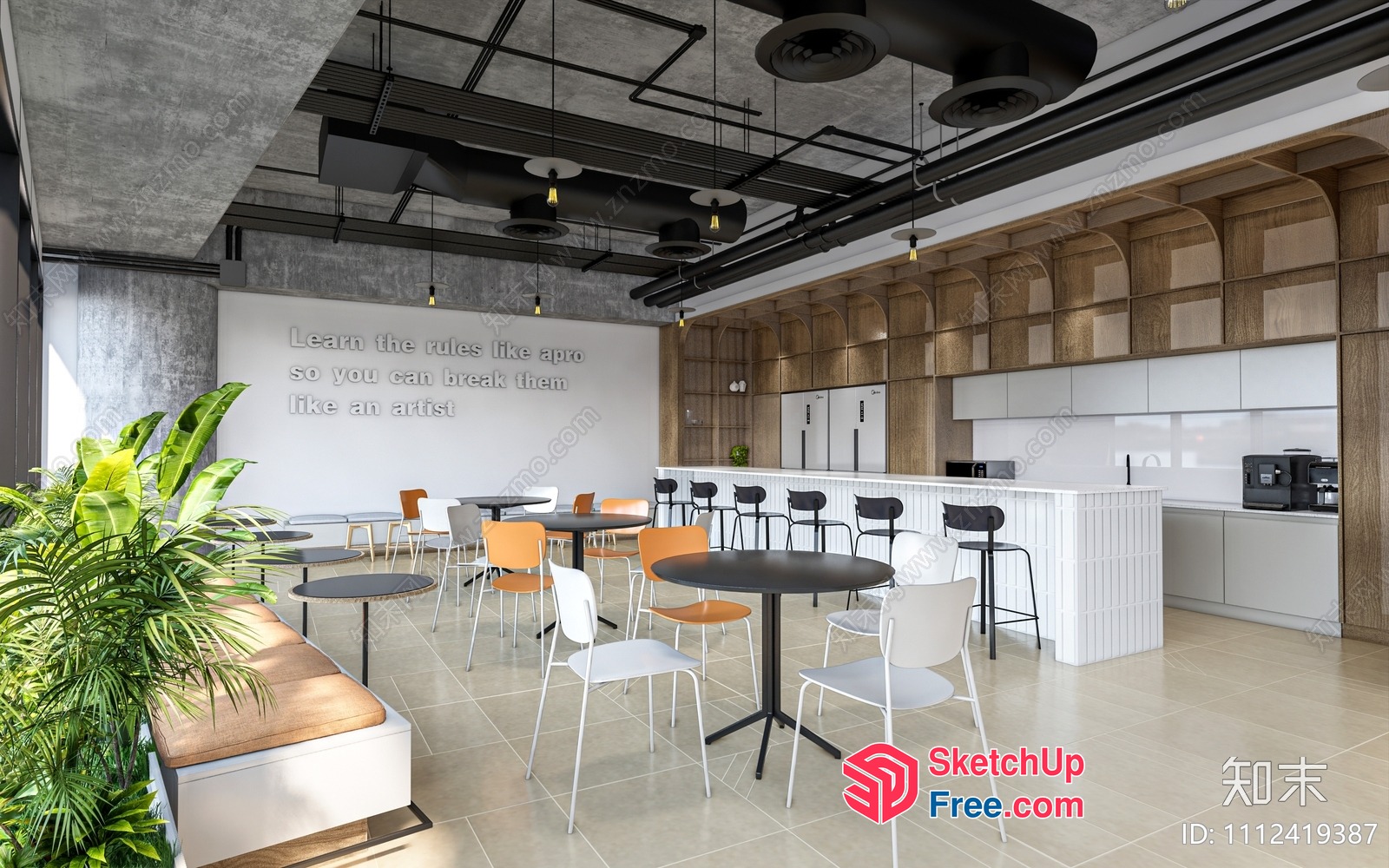 Modern Office Interior With Minimalist Decor And Natural Elements 3D SketchUp File