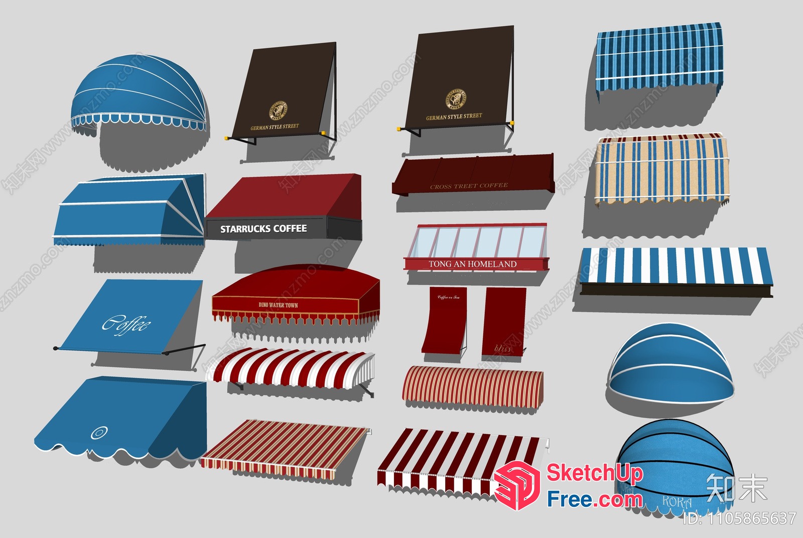 Various Commercial Street Awnings 3D SketchUp File