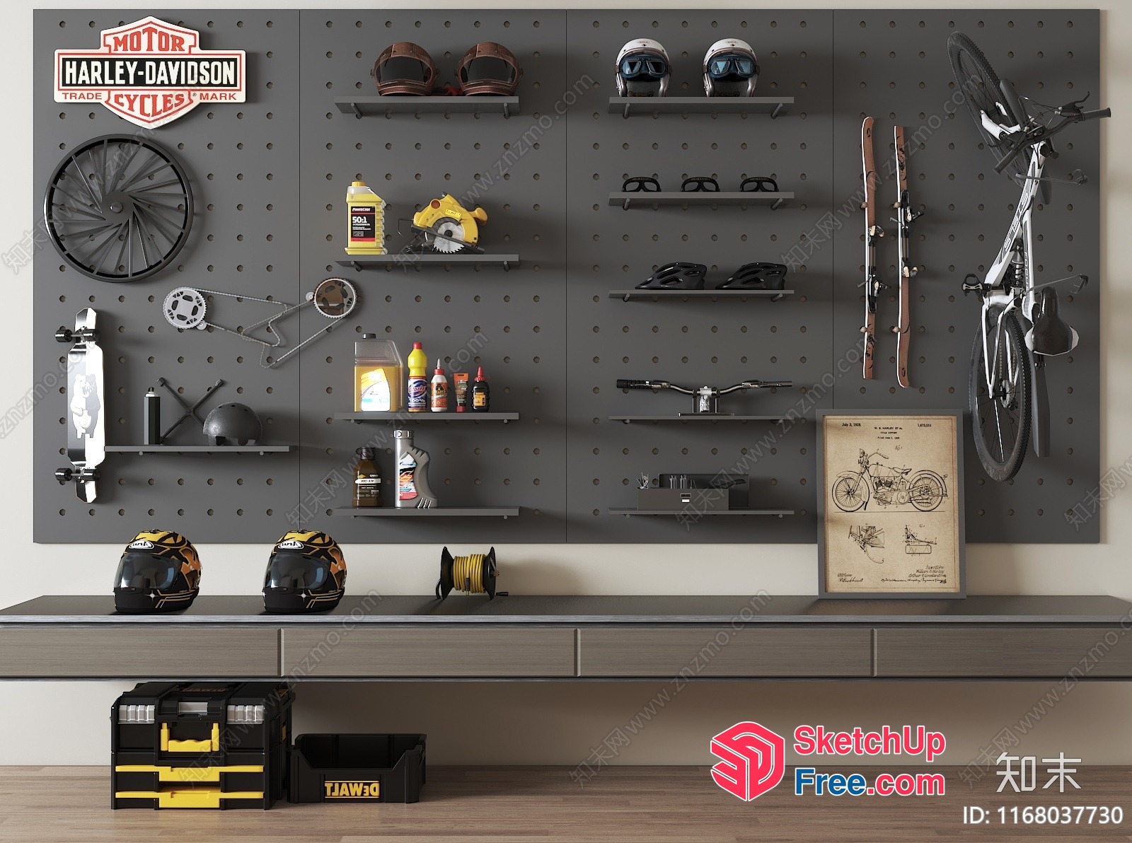 Garage Storage Solutions For Motorcycles And Tools 3D SketchUp File