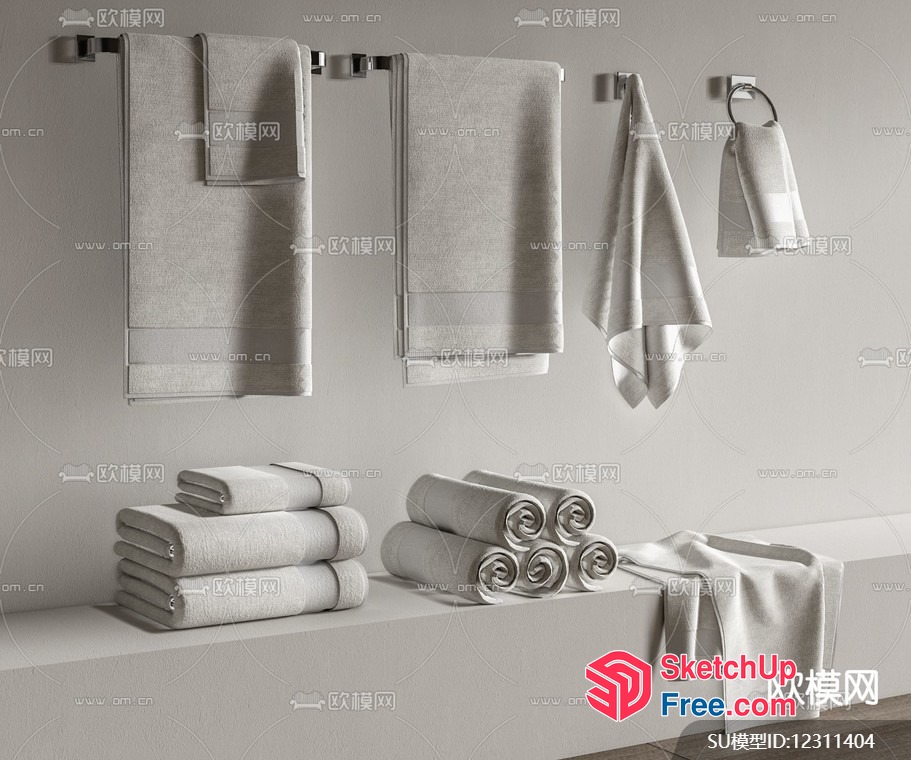 Modern Bathroom Towel Collection 3D SketchUp File