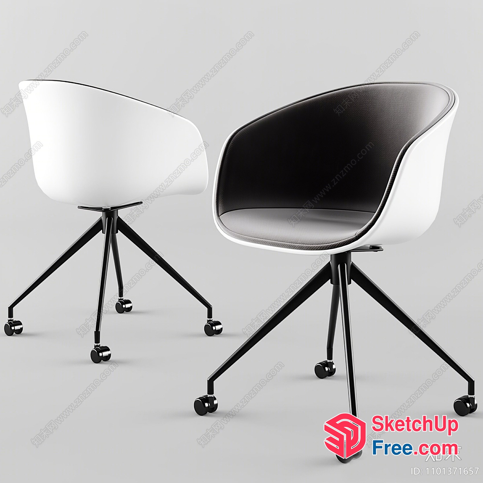 Modern Office Chair With Sleek Black And White Design 3D SketchUp File