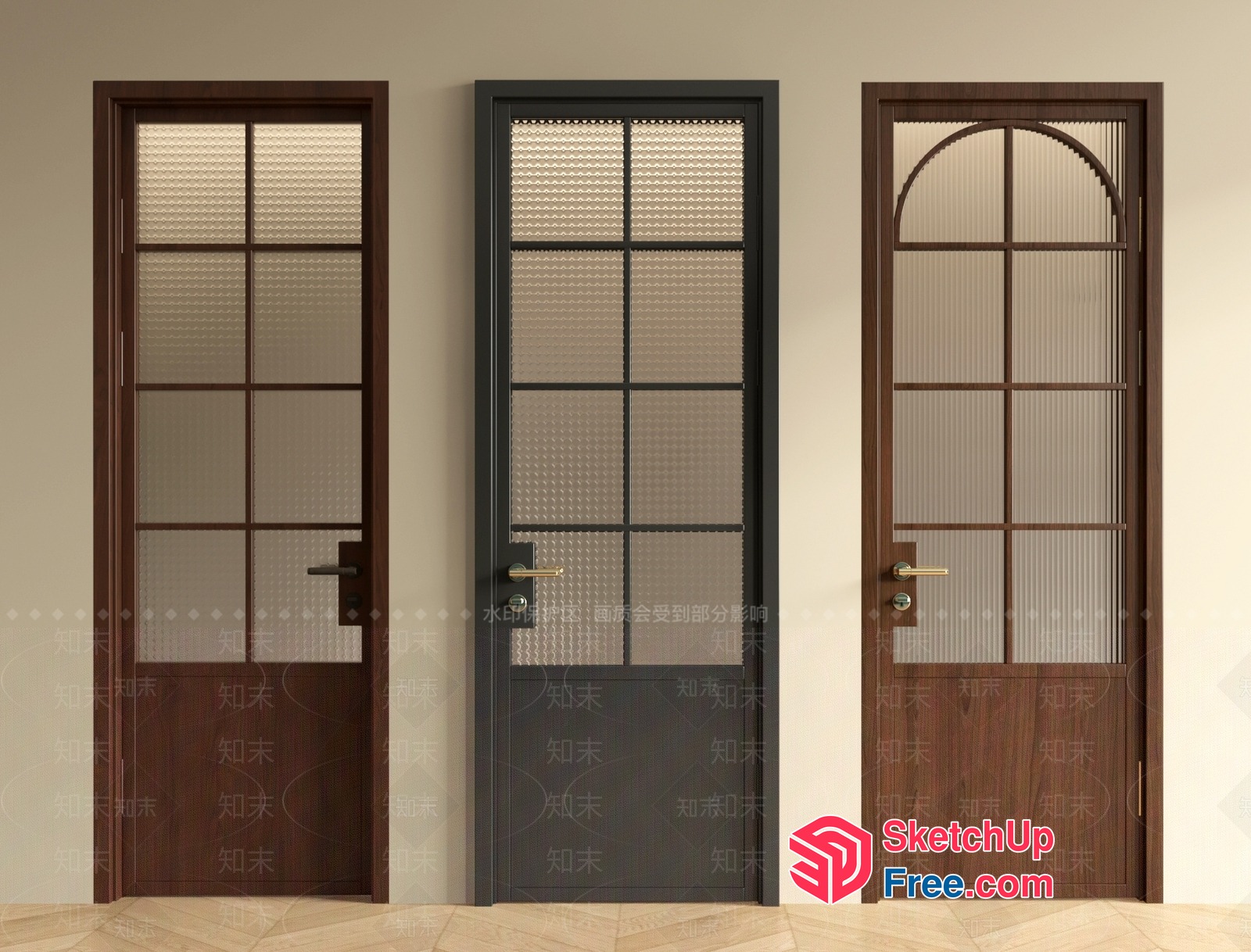 Three Doors In A Row 3D SketchUp File
