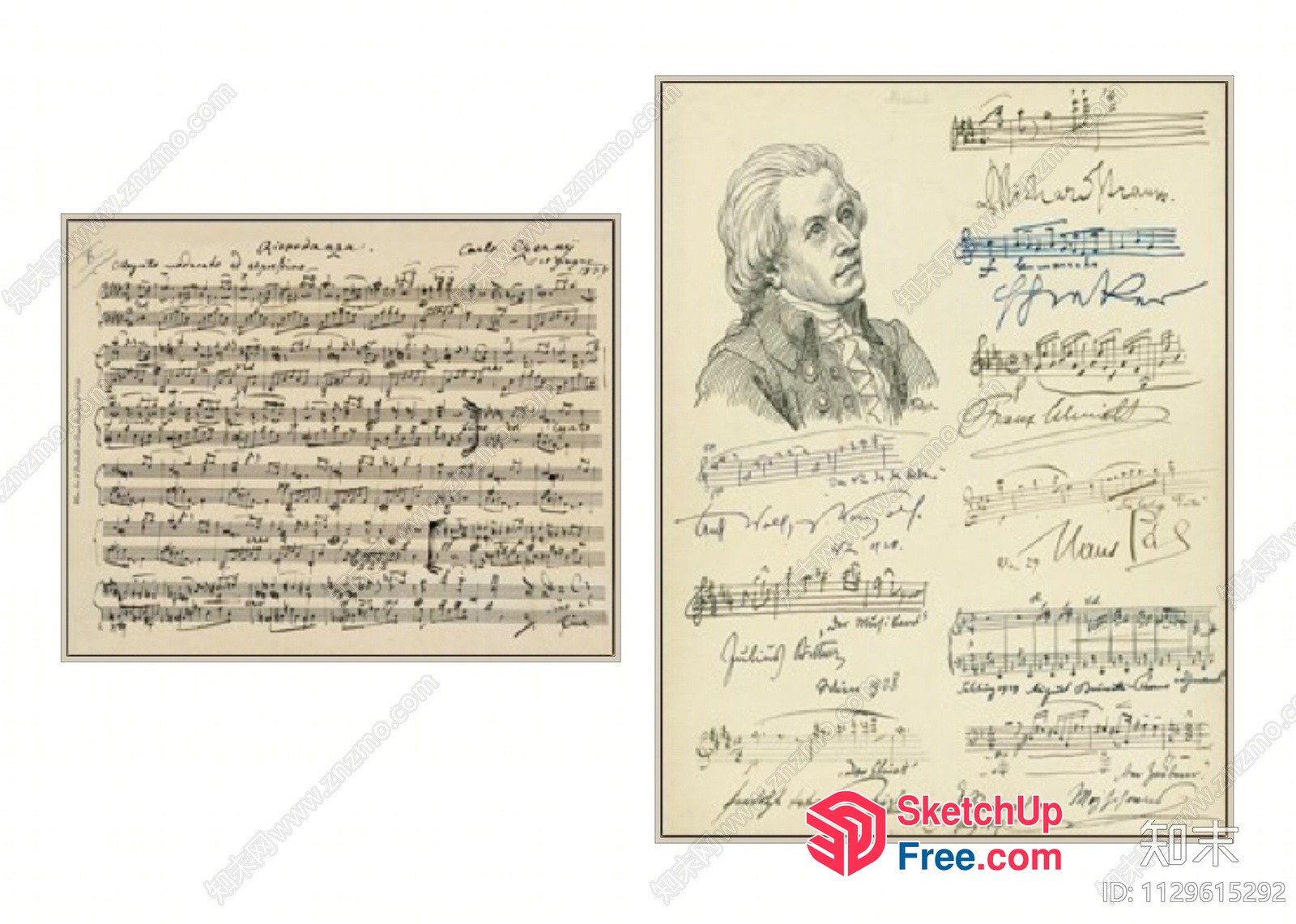 Musical Composition And Portrait 3D SketchUp File