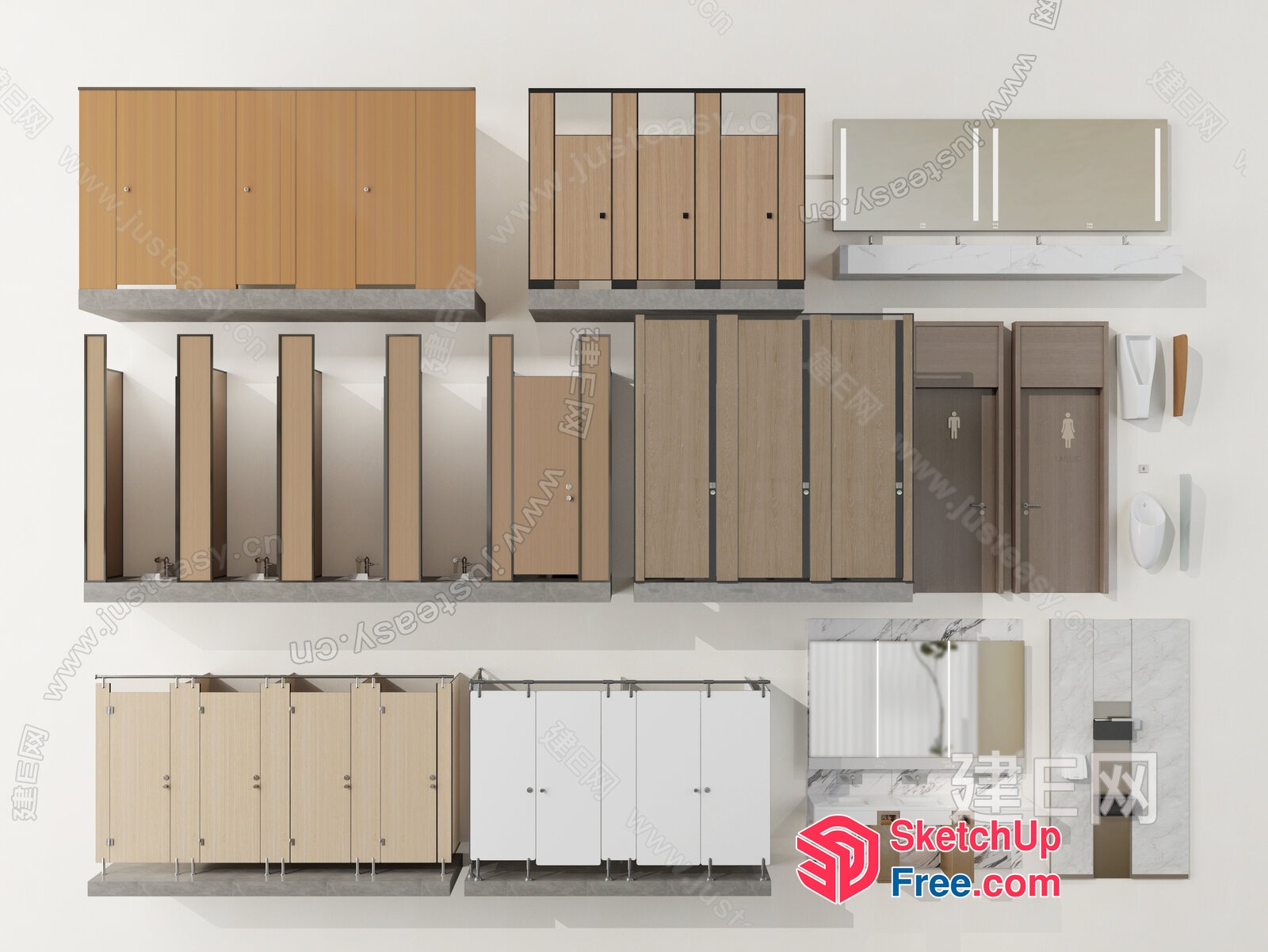 Modern Bathroom Stall Units 3D SketchUp File