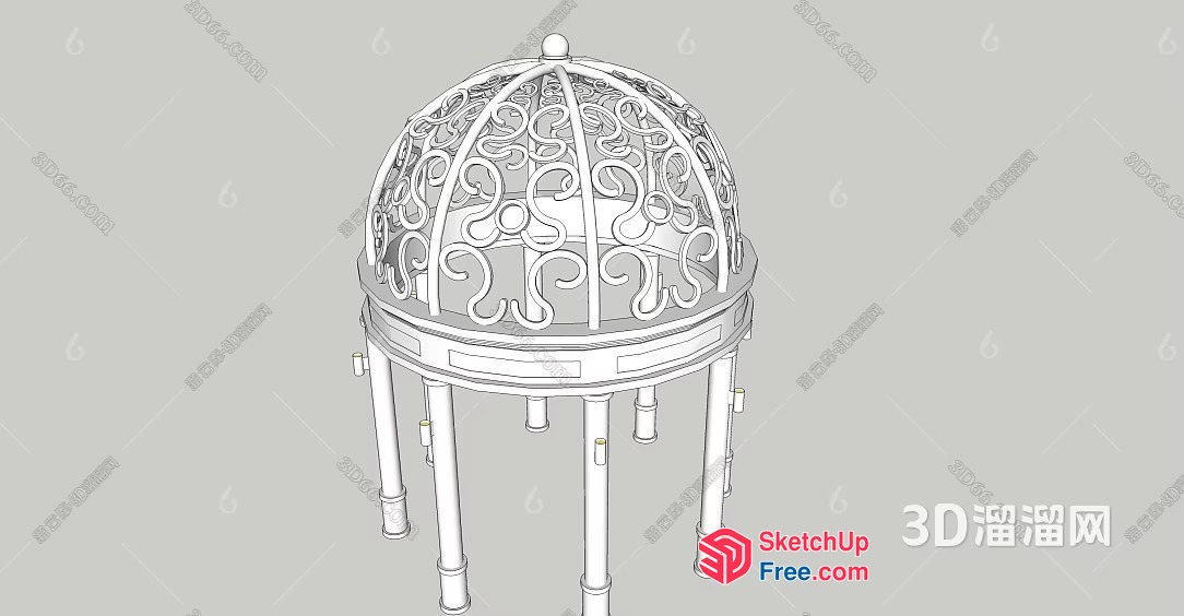 Ornate Dome Structure With Intricate Details 3D SketchUp File