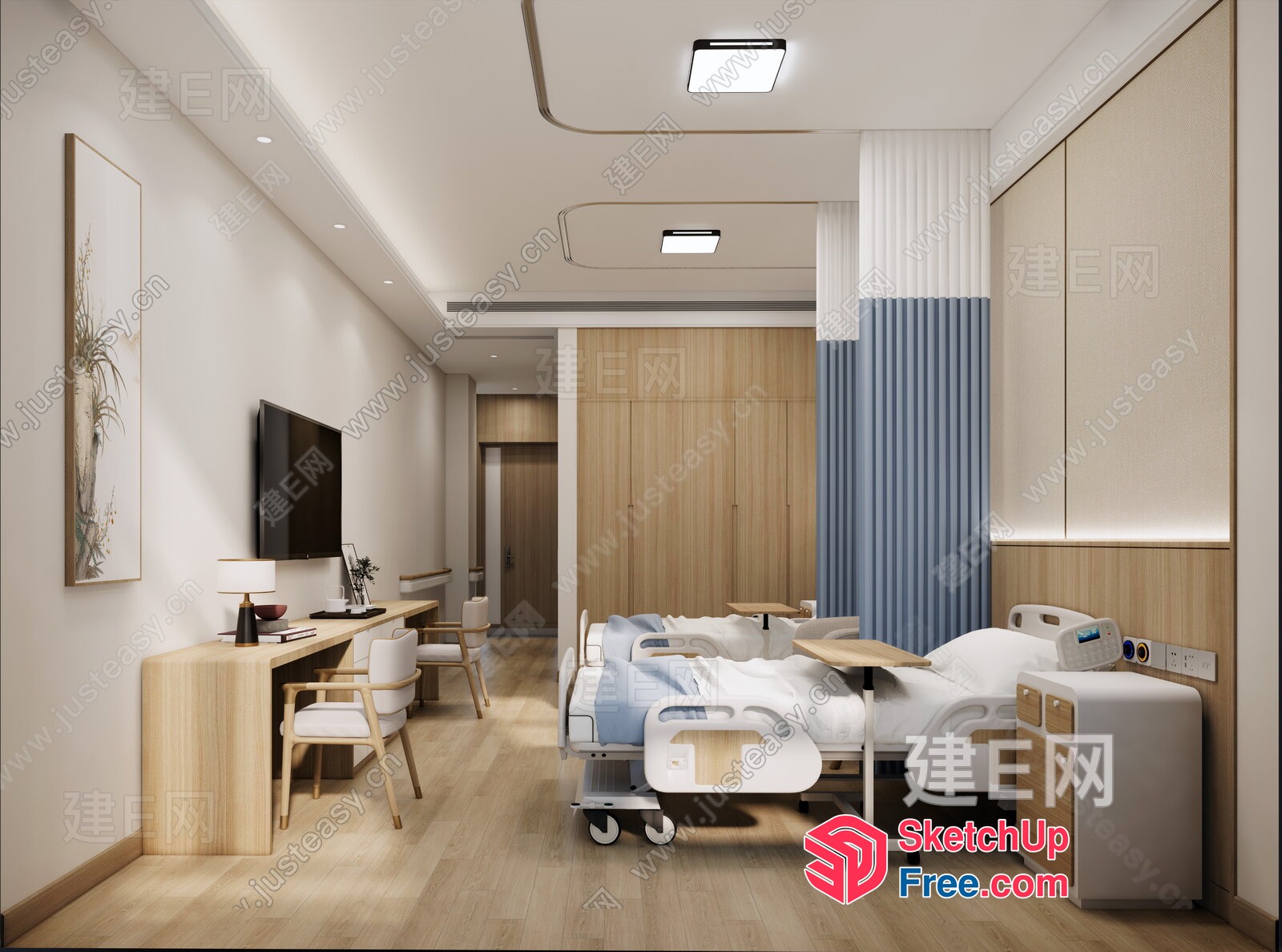 Hospital Interior Design With Modern Furniture And Decor 3D SketchUp File