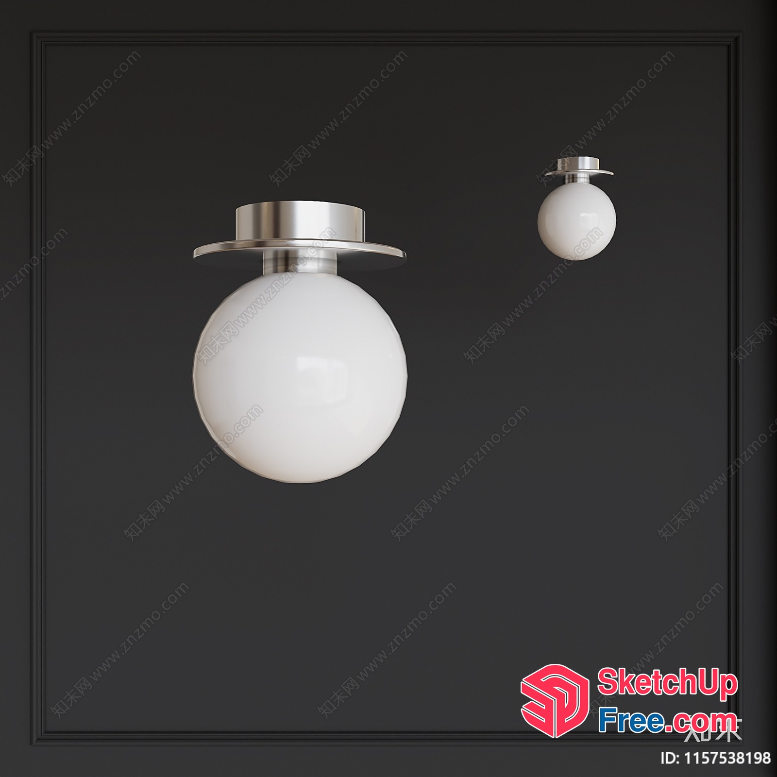 Two White Ceiling Lights Against Dark Gray Wall 3D SketchUp File