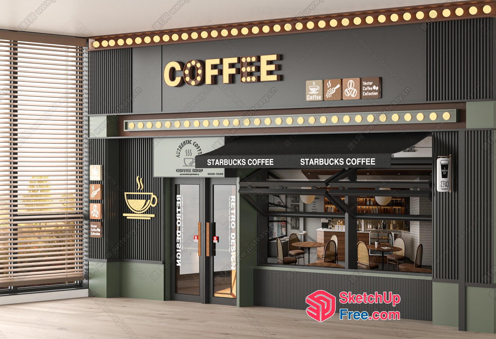 Modern Starbucks Coffee Shop 3D SketchUp File