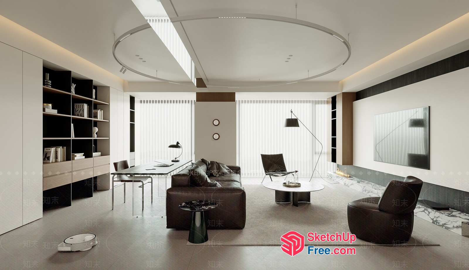 Modern Minimalist Living Room With Sleek Furniture And Natural Light 3D SketchUp File