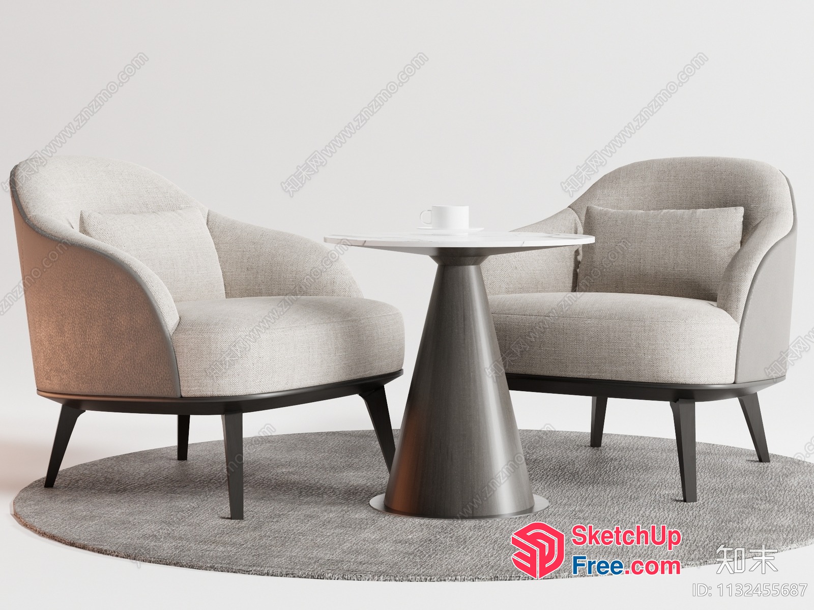Modern Minimalist Furniture Arrangement 3D SketchUp File