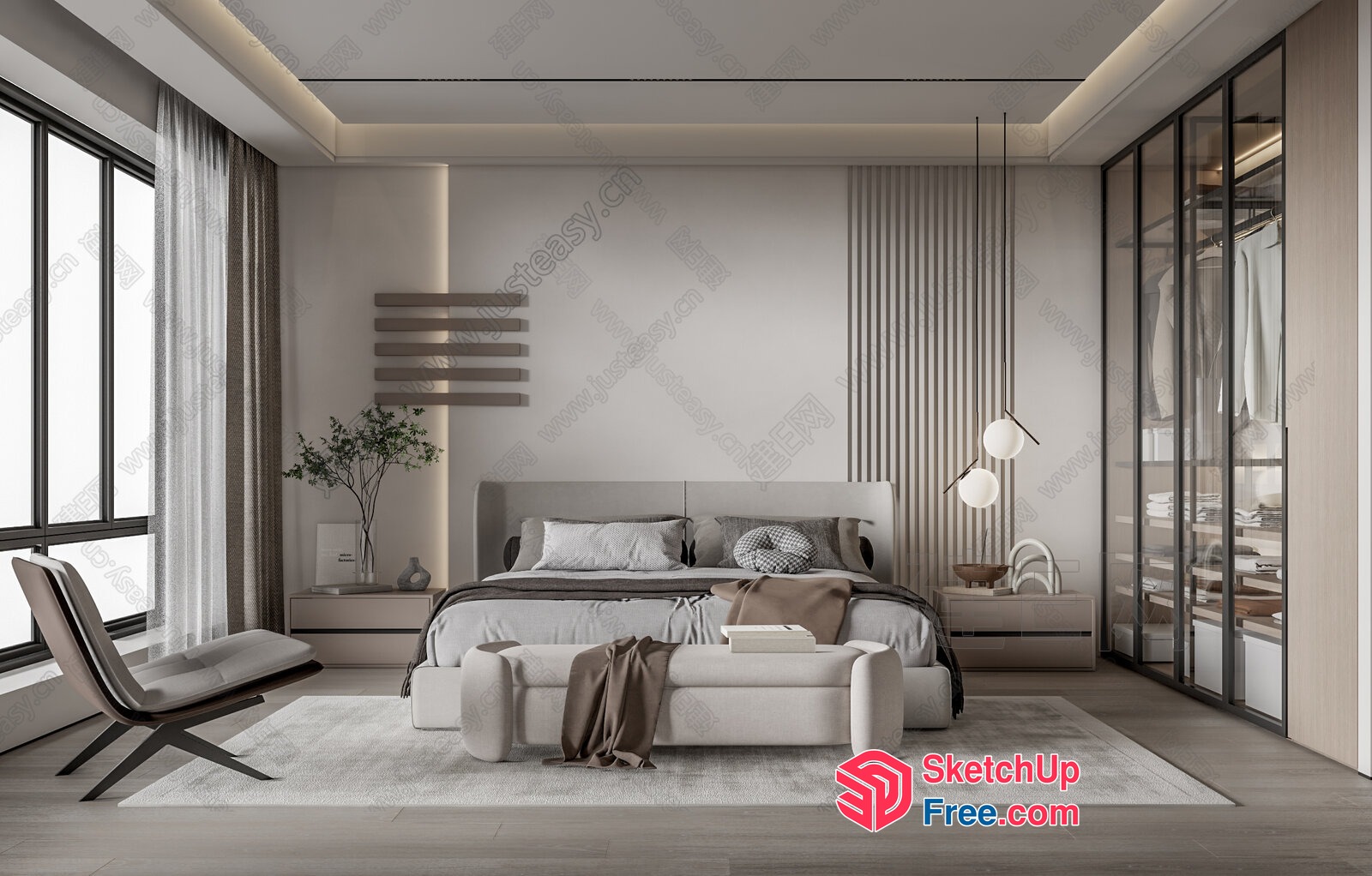 Modern Minimalist Bedroom Interior Design 3D SketchUp File