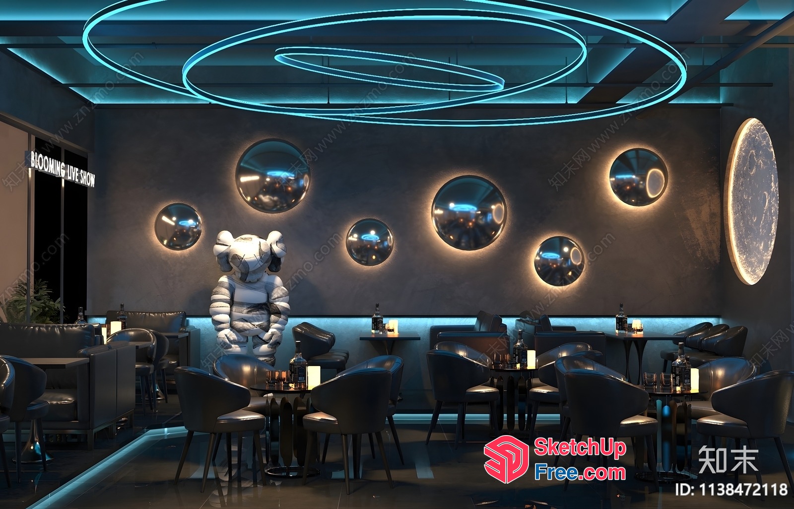 Modern Space Capsule Interior With Unique Decor 3D SketchUp File