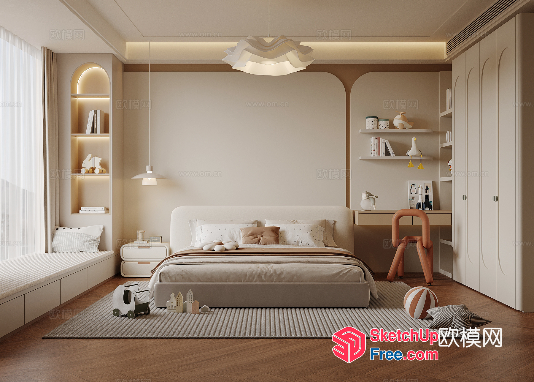 Modern Minimalist Bedroom Interior 3D SketchUp File