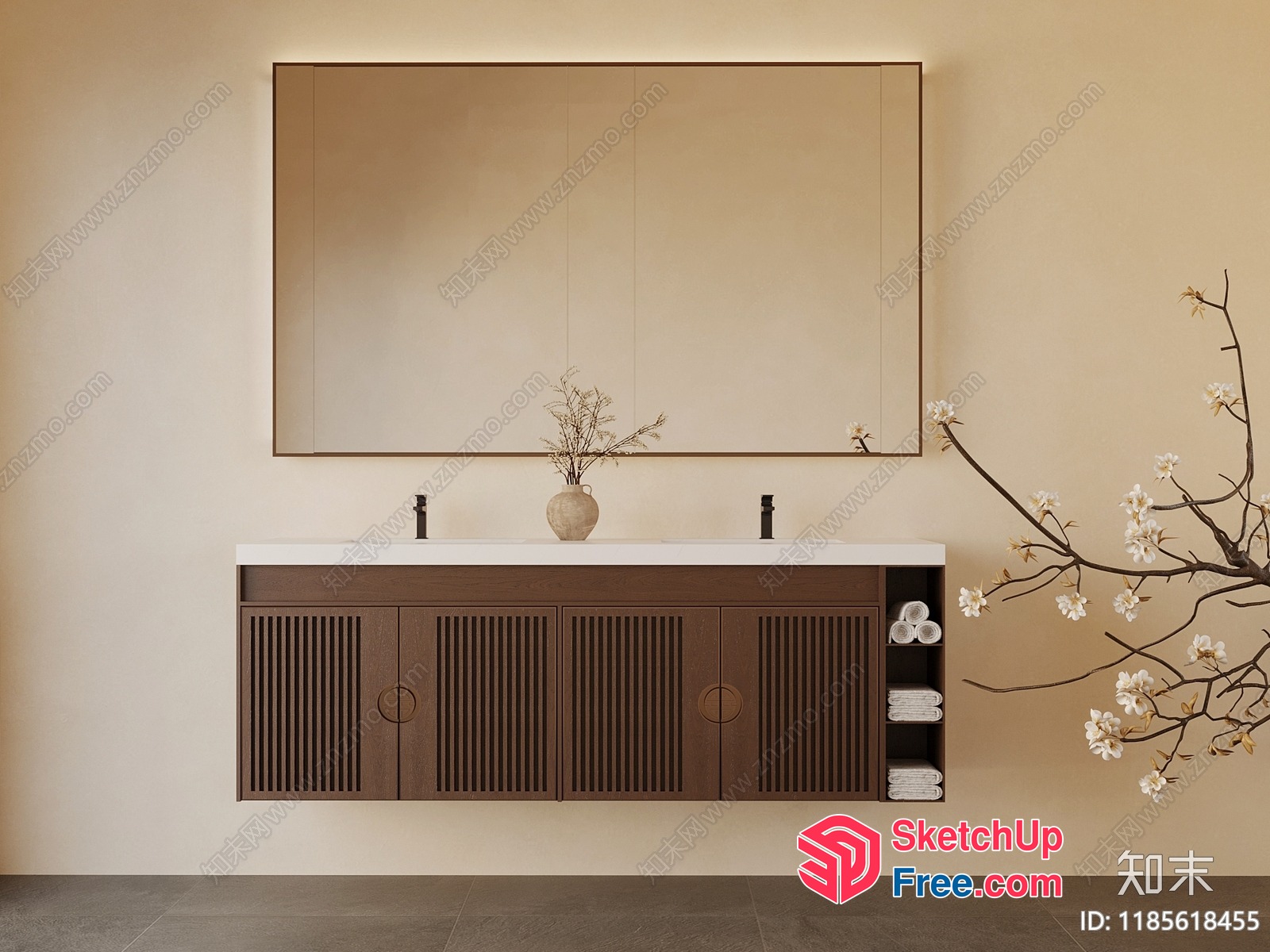 Elegant Bathroom Vanity With Mirror 3D SketchUp File