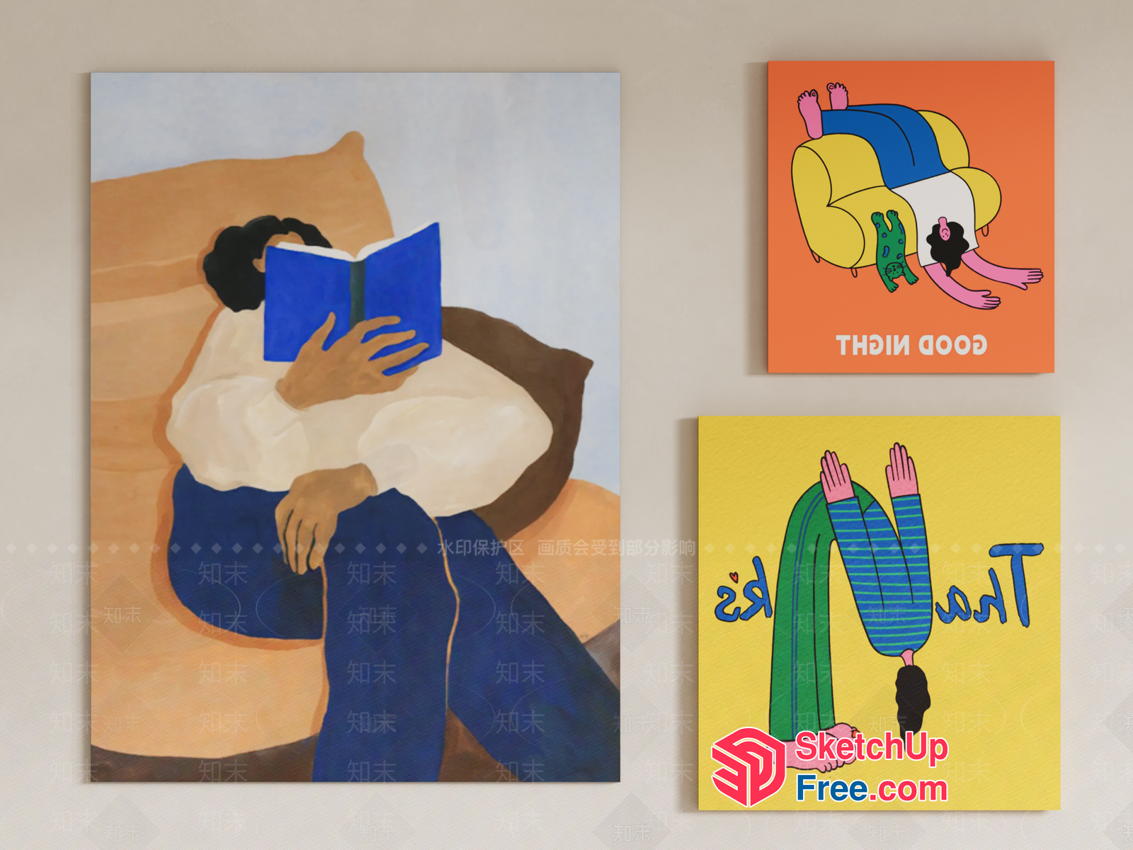 Man Reading Book On Couch 3D SketchUp File