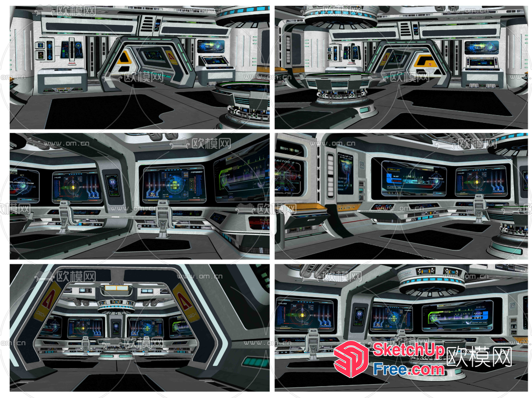Futuristic Space Station Interior 3D SketchUp File