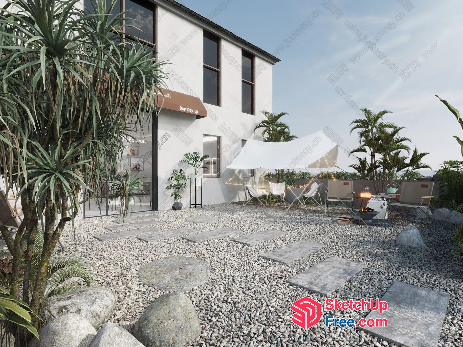 Aesthetic Outdoor Living Space 3D SketchUp File