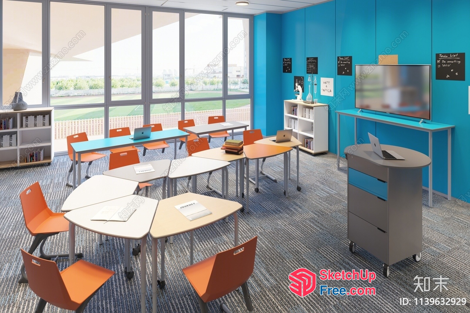 Modern Classroom With Sleek Furniture And Natural Light 3D SketchUp File